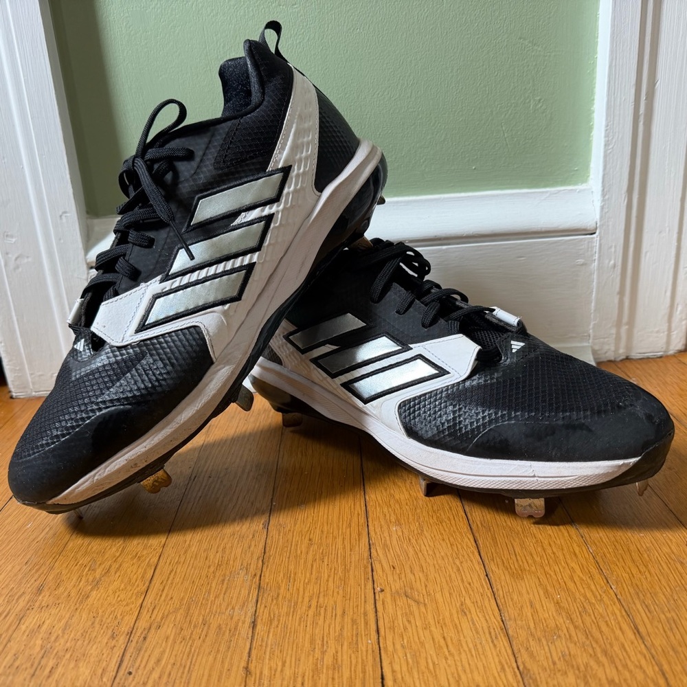 Adidas Icon 8 Baseball Metal Cleats  Black, White and Silver Men’s Size 12